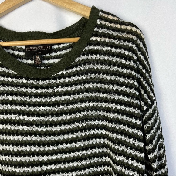 Absolutely Creative Worldwide Olive Green Knit Pullover Sweater M - Picture 3 of 5